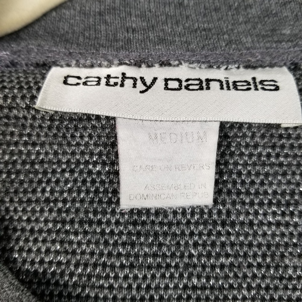 Cathy Daniels Cardigan Womens Medium M Gray Animal Print Metallic Knit Button Up - Picture 5 of 9